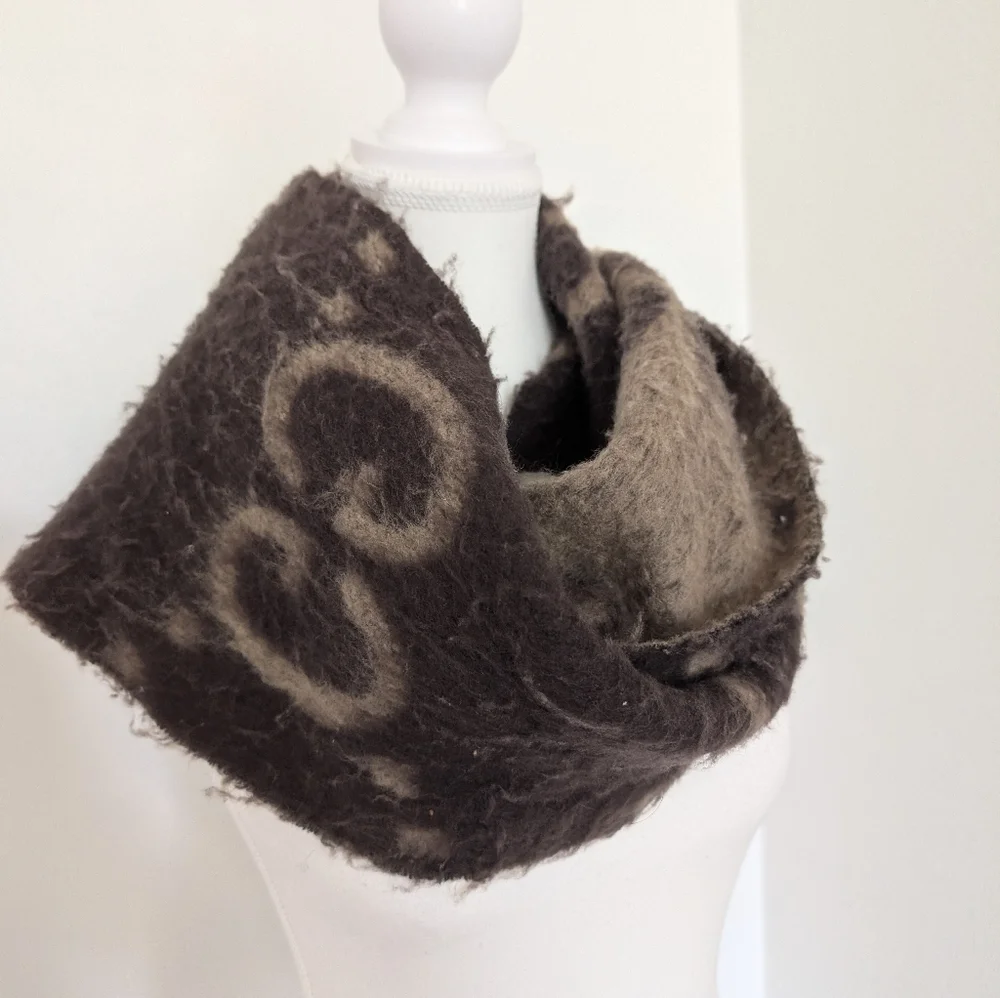 Luxury Brown Patterned Fringe Scarf